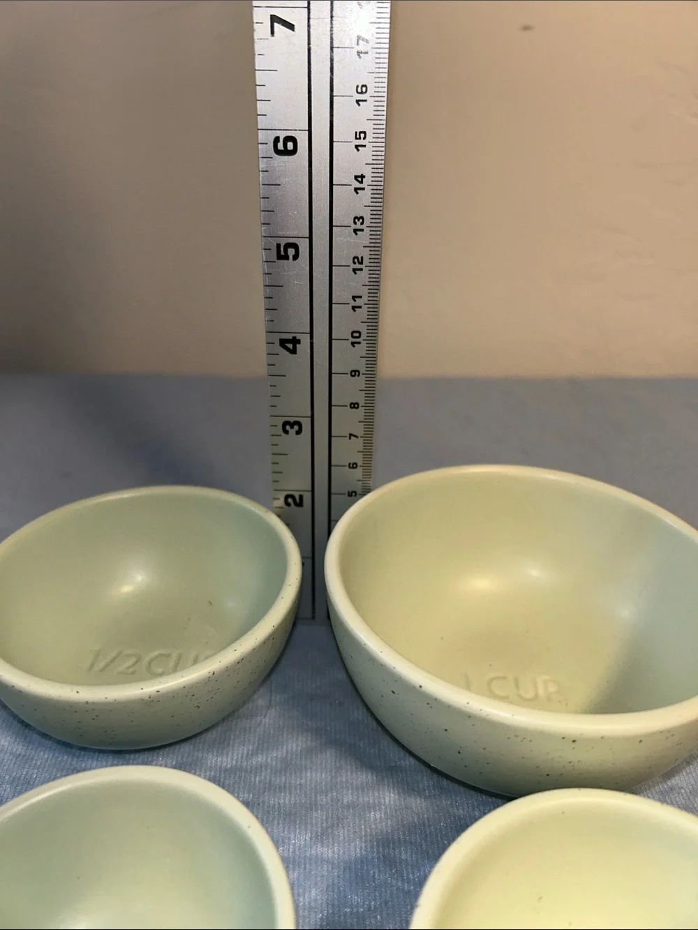 Greg Natale Ceramic Green Speckled Measuring Cup Bowls